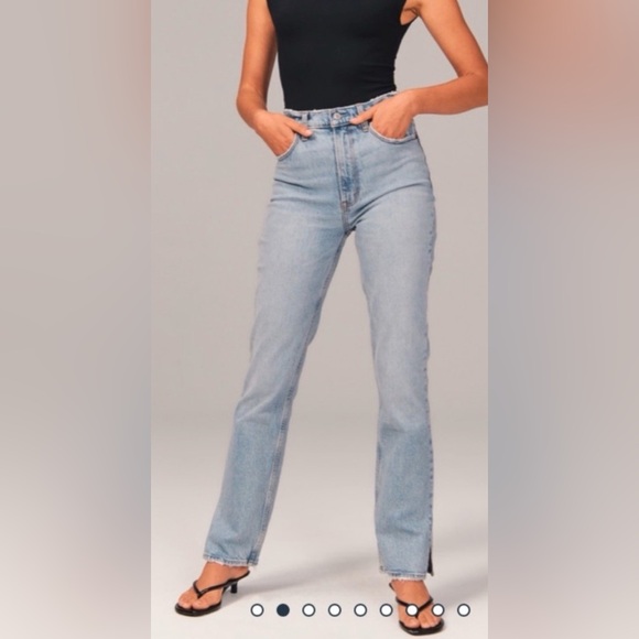Abercrombie & Fitch Denim - Abercrombie 90’s straight ultra high rise split vent